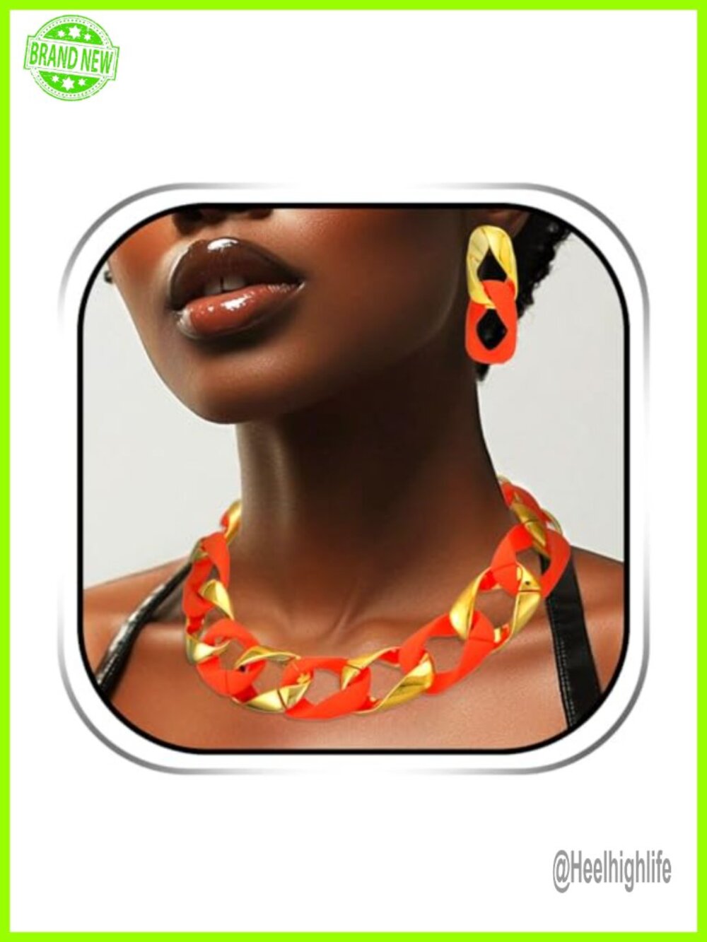 Chunky Alloy Necklace & Earring Jewelry Set Statement Boho Vintage for Women